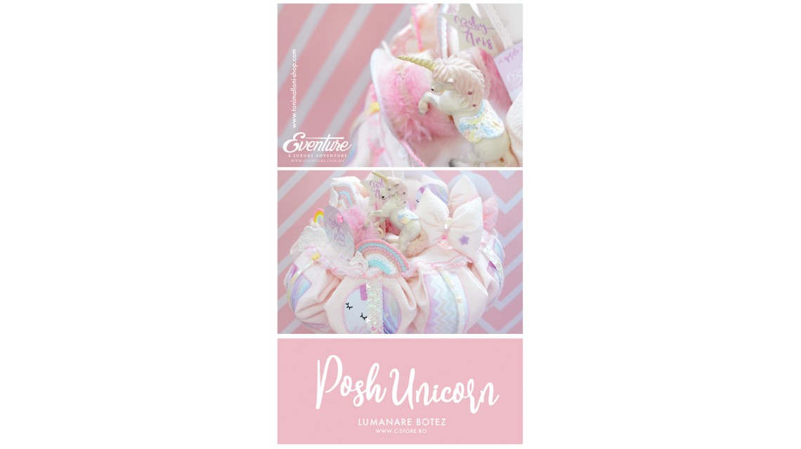 Lumanare botez cu unicorn si curcubee crosetate, 65x4 cm, Posh Unicorns  7